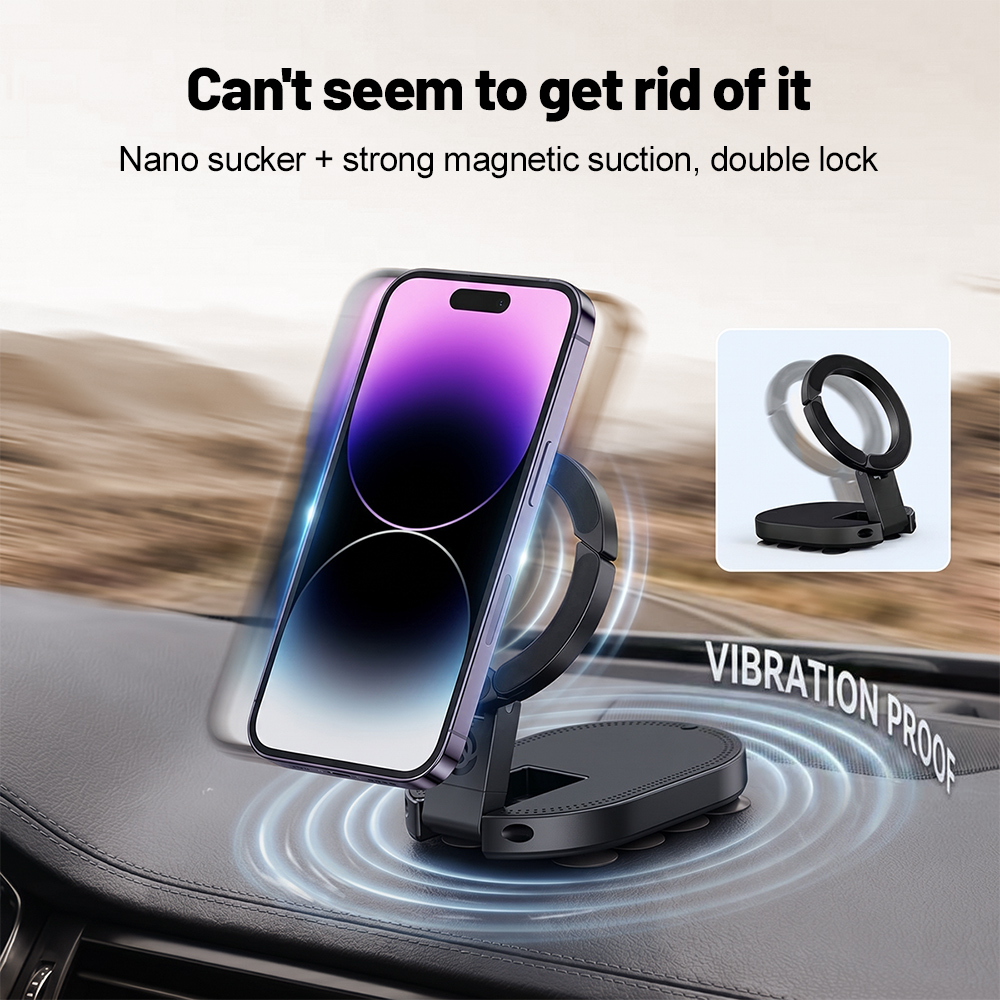 Travel Accessories For Car - 360° Rotation 3‑In‑1 Suction Cup Magnetic
