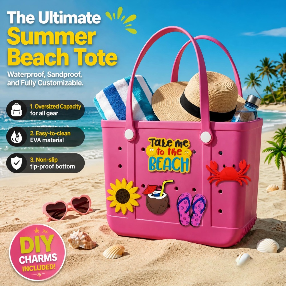 Travel Packing Accessories - Ladies Oversized Rubber Beach Bag Handbag,